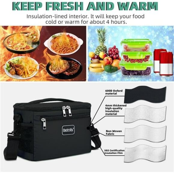 Small Insulated Lunch Bag Cooler Tote Leakproof Lunchbox for Work Travel Picnic - Picture 6 of 8